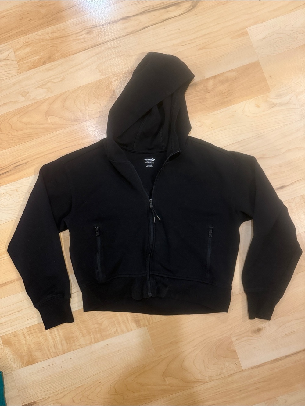Old Navy Black Cropped Zip Hoodie Jacket